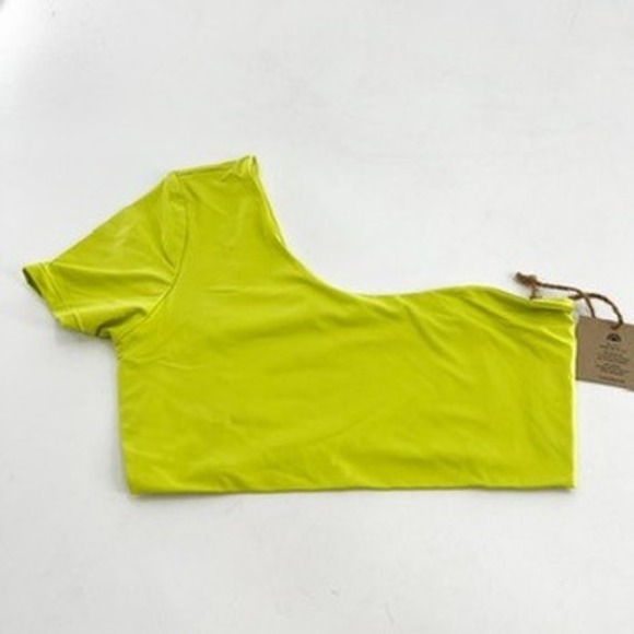 Toast Swim Tops - NWT Free People x Toast Swim Chartreuse One Shoulder Sleeveless Crop Top - Women
